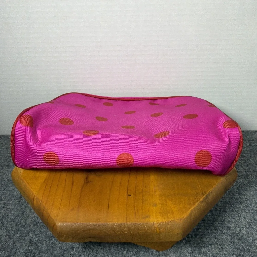 Clinique x Kate Spade Cosmetic Makeup‎ Bag Pink Polka Dots Travel Vacation